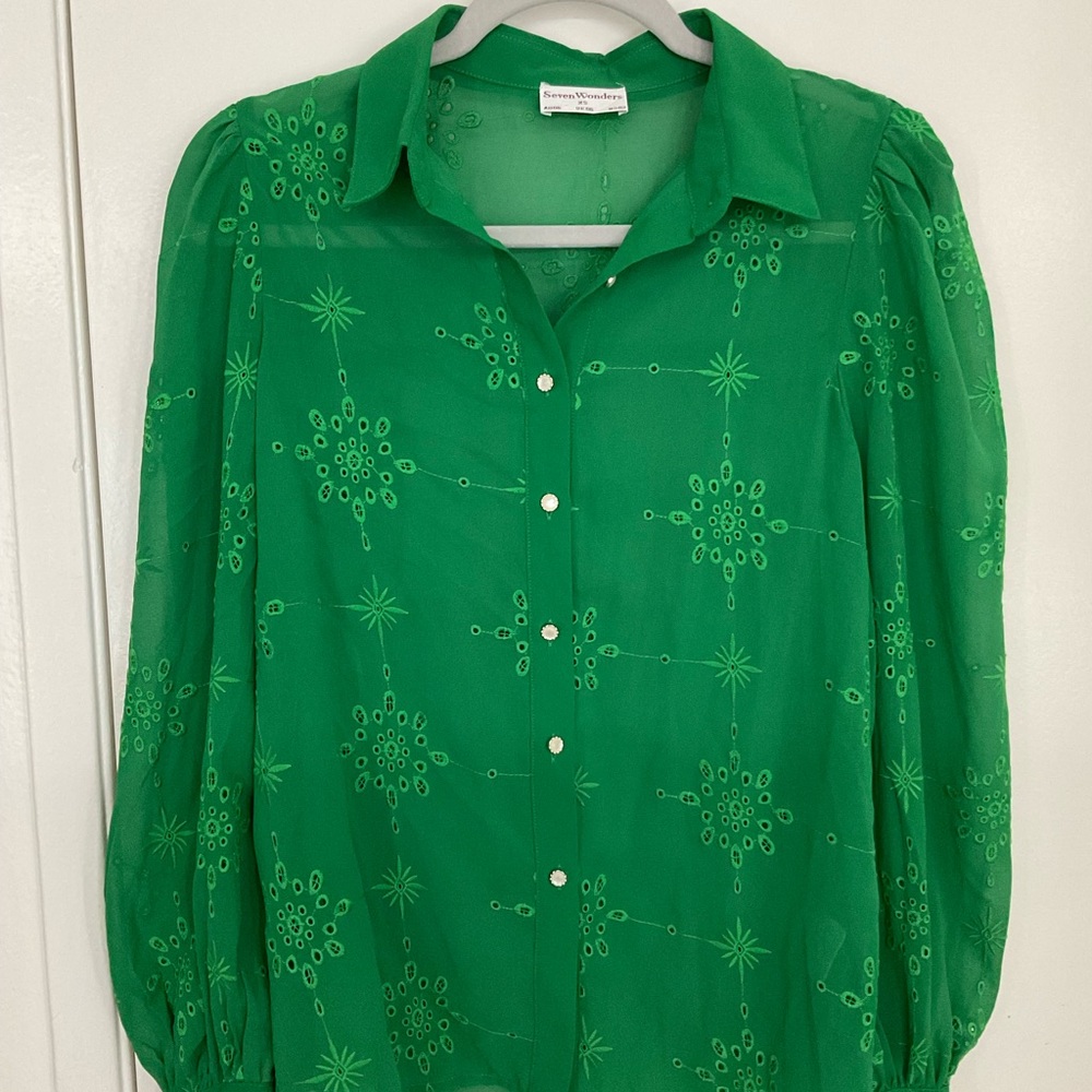 Green Embroidered Blouse